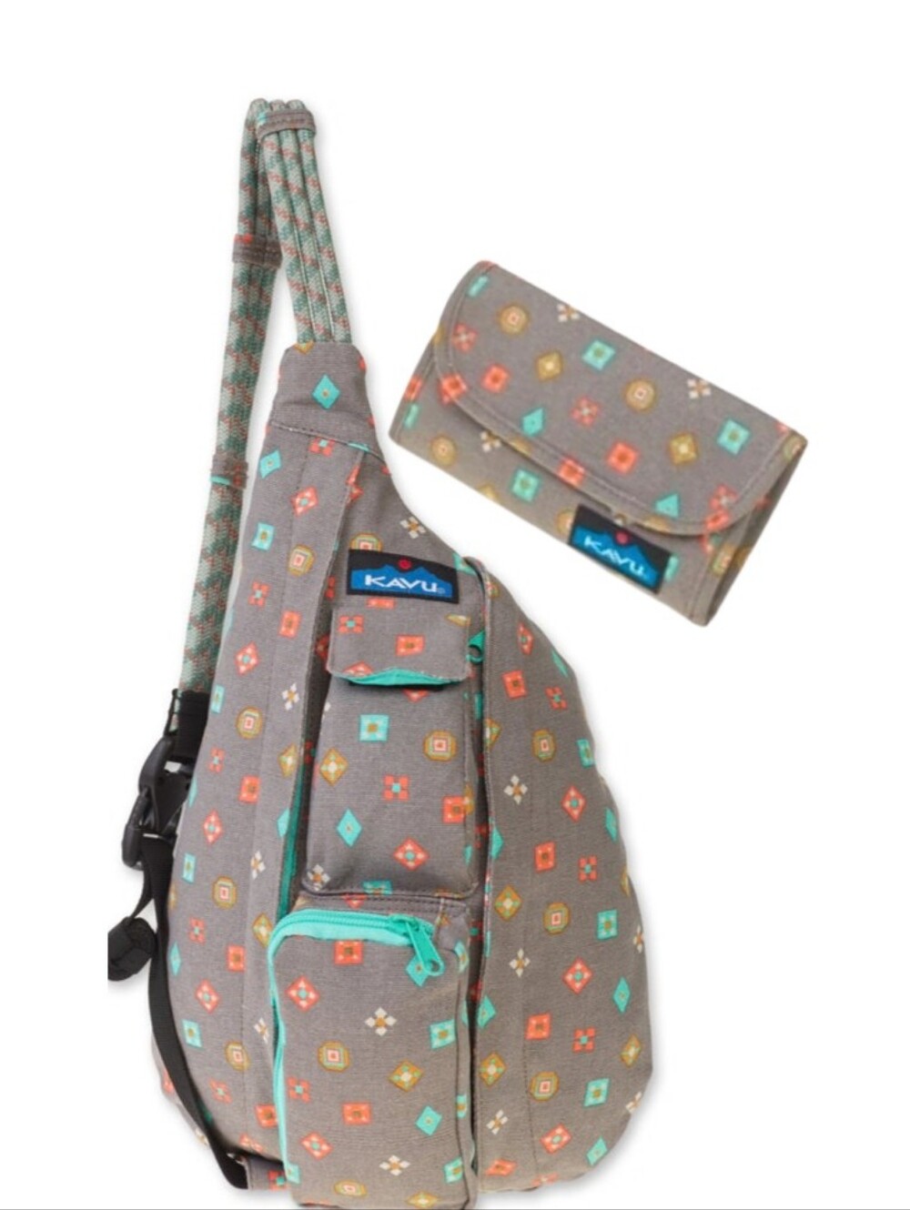 RARE! KAVU Australia Mini Rope Sling Bag And Wallet -Fun Foulard